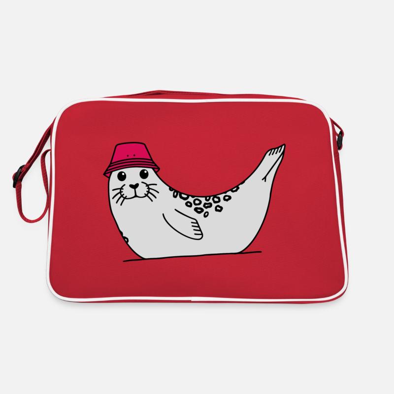 Ringelrobbe mit Hut Retro Tasche