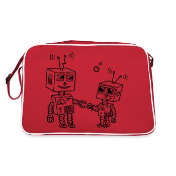 Roboter Vater und Kind, Robot père et fils, Papa - Sac Retro - rouge/blanc - Dos