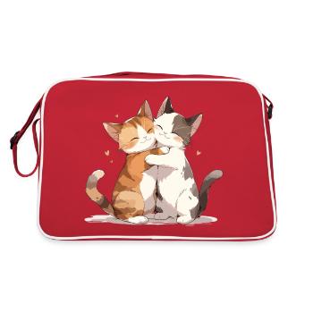 Chats, Amour, Câlin, Câlin, Coeur, Doux, Mignon - Sac Retro - rouge/blanc - Dos