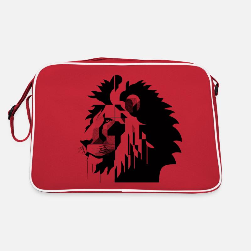 Geometrischer Löwe - Retro Tasche - Rot/Weiß