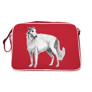 Barsoi - Retro Tasche - Rot/Weiß - Hinten