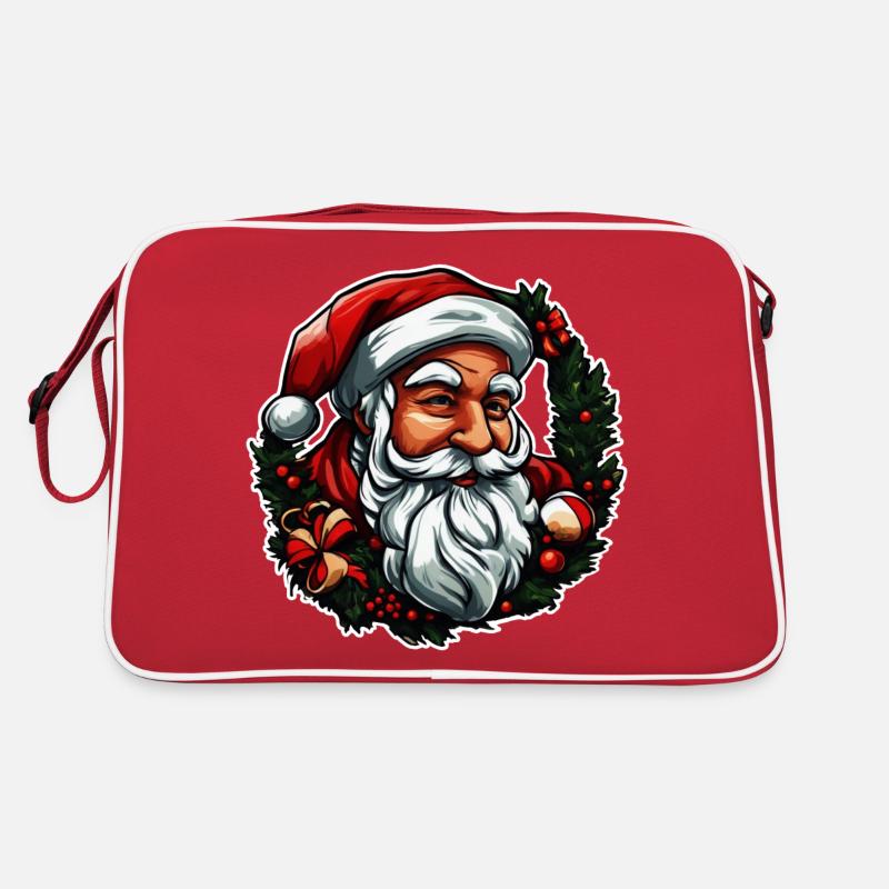 Sticker Weihnachtsmannkopf - Retro Tasche - Rot/Weiß