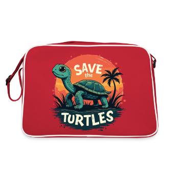 Tortue Sauvez les tortues Océan Mer Nature - Sac Retro - rouge/blanc - Dos
