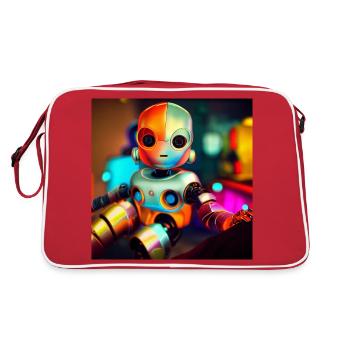 Baby-Roboter - Retro Tasche - Rot/Weiß - Hinten