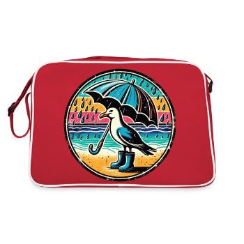 Coloré Pop Art mouette Wellington bottes et parapluie - Sac Retro - rouge/blanc - Dos