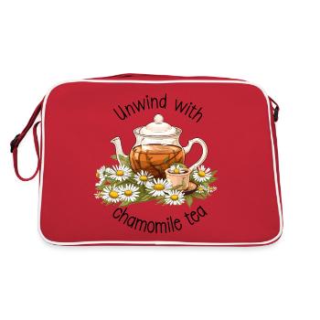 Détendez-vous avec du thé à la camomille, de l’aquarelle - Sac Retro - rouge/blanc - Dos