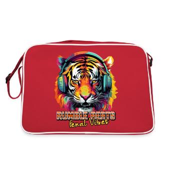 Tiger with headphones, colors of pop art - Retro Bag - red/white - Back