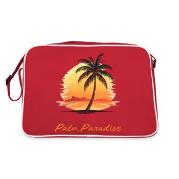 « Palm Paradise » cocotier au coucher du soleil - Sac Retro - rouge/blanc - Dos