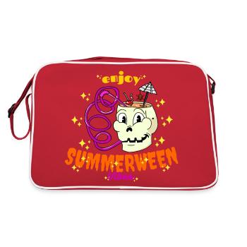 Genieße Summerween Vibes Funny Summer Skull Drink - Retro Tasche - Rot/Weiß - Hinten