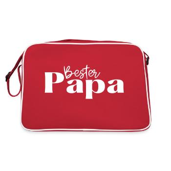 bester Papa - Geschenk für den besten Papa - Retro Tasche - Rot/Weiß - Hinten