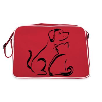 Chien & chat Contours noir - Sac Retro - rouge/blanc - Dos