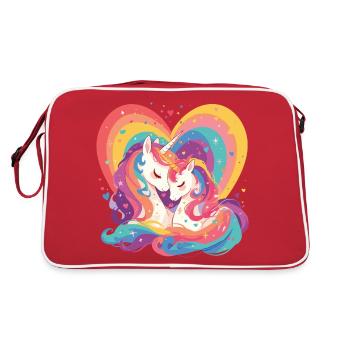 Licorne Coeur Amour Câlin Câlin Mignon Mignon - Sac Retro - rouge/blanc - Dos