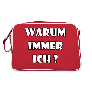 WARUM IMMER ICH? - Retro Tasche - Rot/Weiß - Hinten