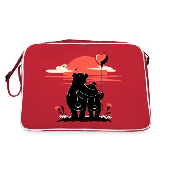 Ours en Amour - Coucher de Soleil Romantique - Sac Retro - rouge/blanc - Dos