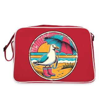 Coloré Pop Art mouette Wellington bottes et parapluie - Sac Retro - rouge/blanc - Dos
