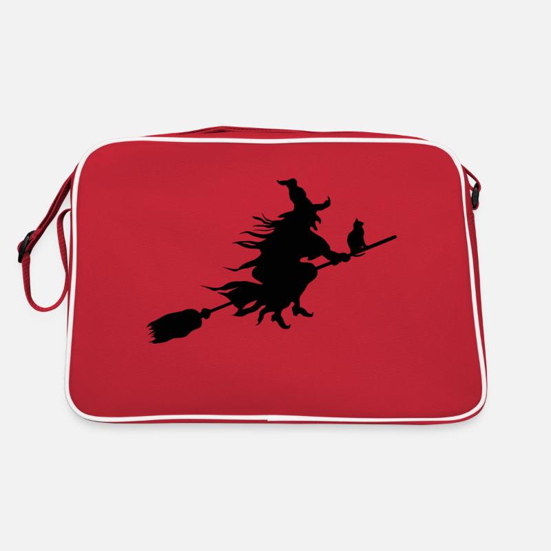 Mythical halloween witch with cat Retro Bag