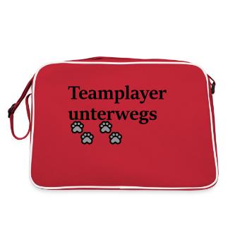 Teamplayer gibt es bei Zwei-und Vierbeinern. - Retro Tasche - Rot/Weiß - Hinten