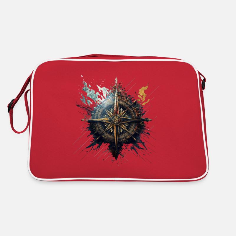 creative, maritime compass for the sailing tour - Retro Bag - red/white