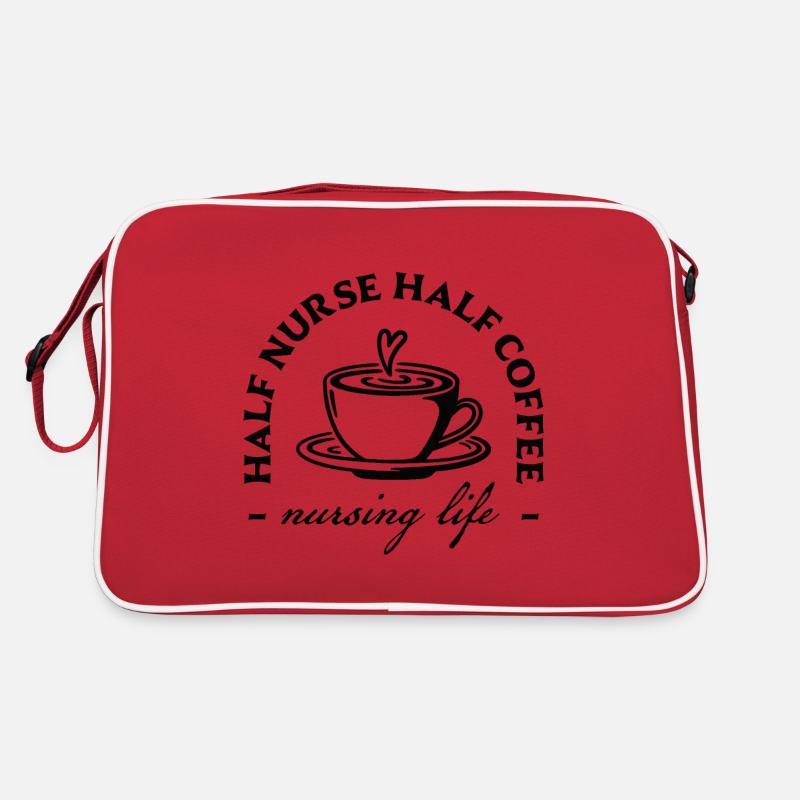 Halb Krankenschwester, halb Kaffee Humor Krankenschwester Kaffee Retro Tasche