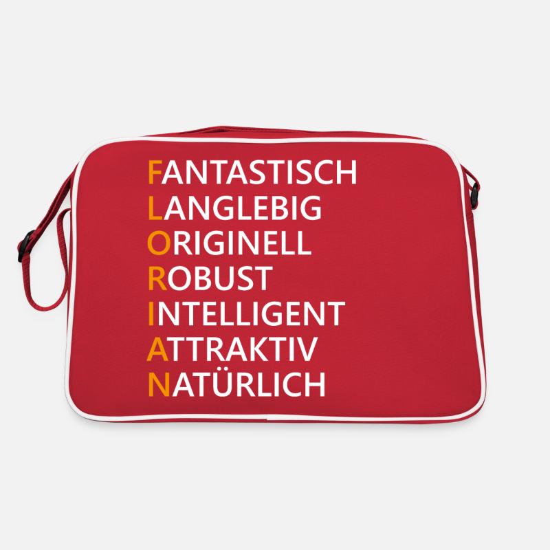 Florian Name Geschenk - Retro Tasche - Rot/Weiß