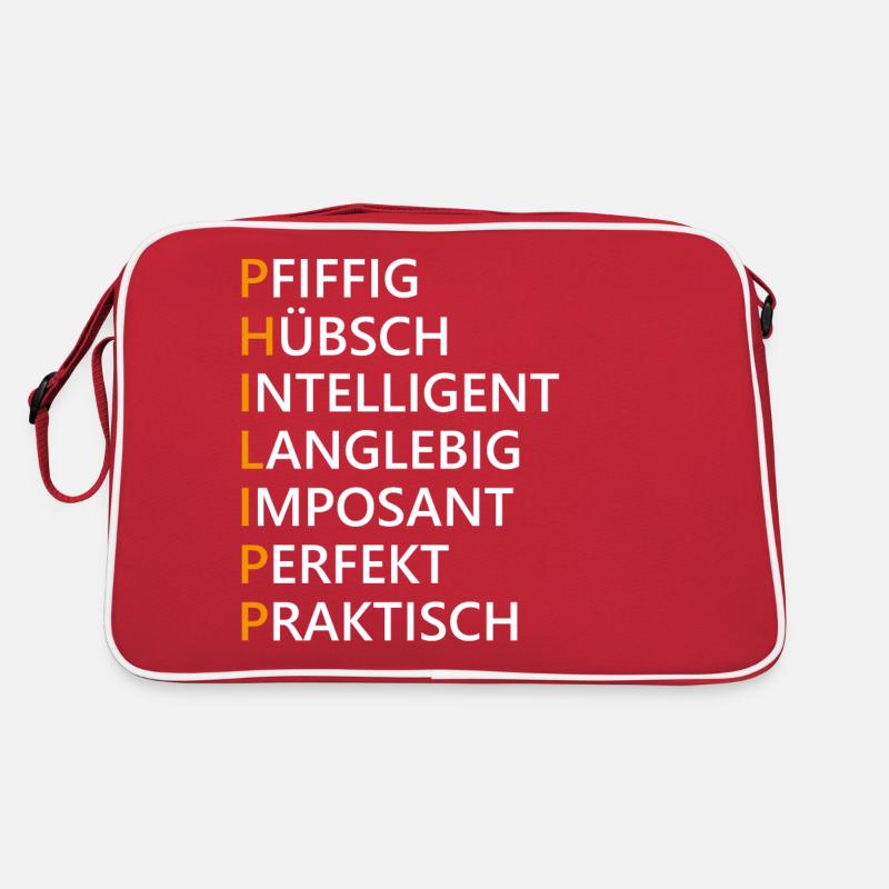 Philipp - Retro Tasche - Rot/Weiß