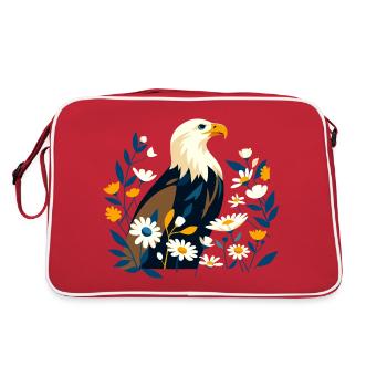 Eagle with flowers - Retro Bag - red/white - Back