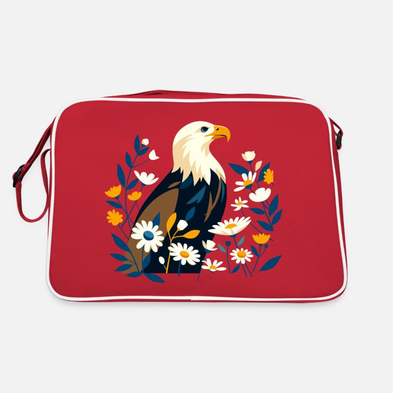 Aigle avec des fleurs Sac Retro