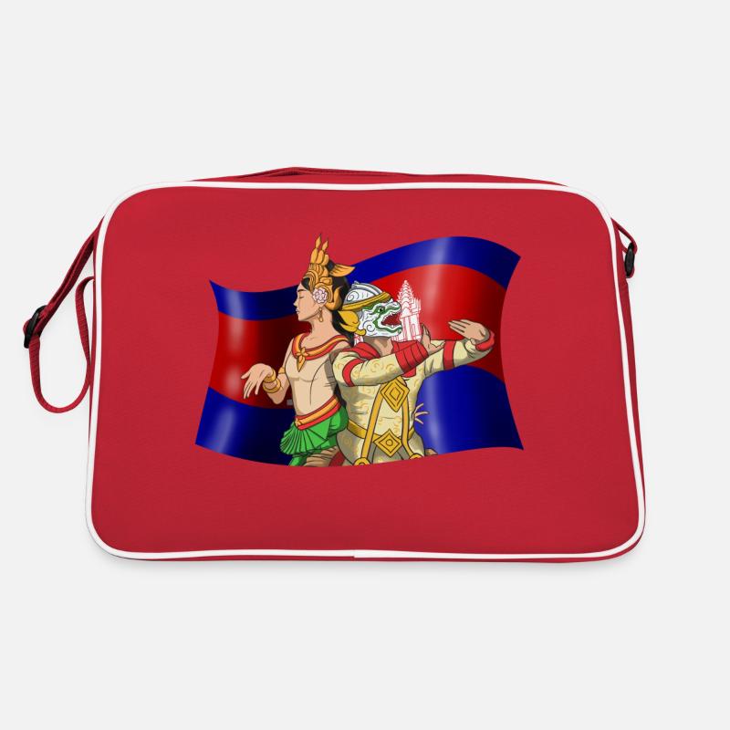 Kambodscha Reamker Tanz Khmer Apsara I Geschenk - Retro Tasche - Rot/Weiß