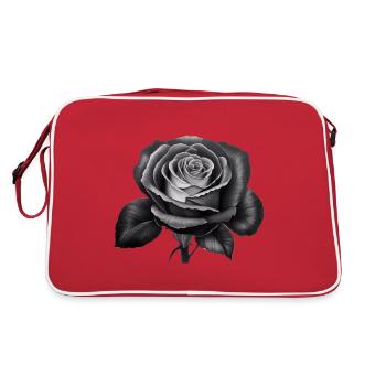 Rose in Black White Blossom Flower Beauty Nature - Retro Bag - red/white - Back