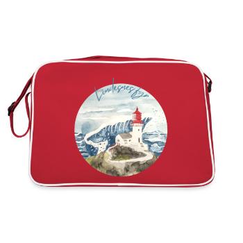 Lindesnes / Norwegen Südkap Souvenir - Retro Tasche - Rot/Weiß - Hinten