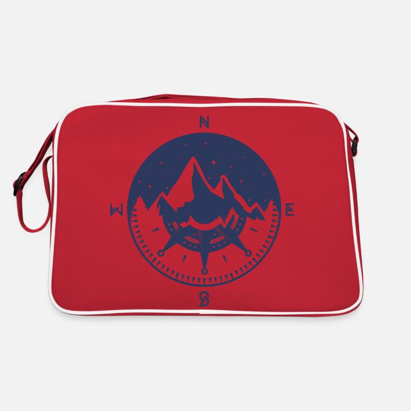 Compass design with a mountain motif - Retro Bag - red/white