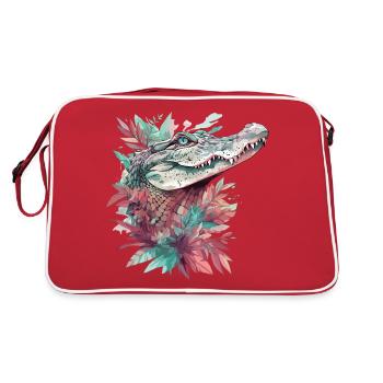 Alligator crocodile caïman reptile prédateur animal - Sac Retro - rouge/blanc - Dos