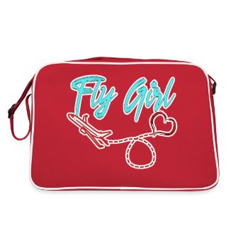 Airplane Pilot Flying Love Girl I Gift - Retro Bag - red/white - Back