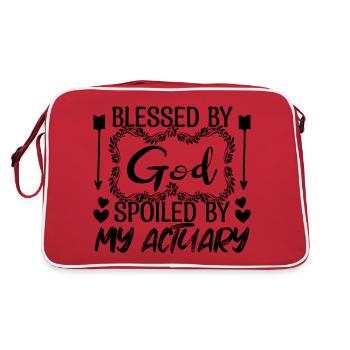 actuaries - God spoiled by my actuarial actuaries - Retro Bag - red/white - Back