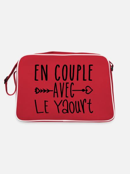 En Couple avec Yaourt, cadeau Fans de Yaourt - Sac Retro - rouge/blanc - Dos