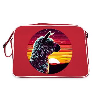 Lama Alpaga Coucher de soleil Vue latérale - Sac Retro - rouge/blanc - Dos