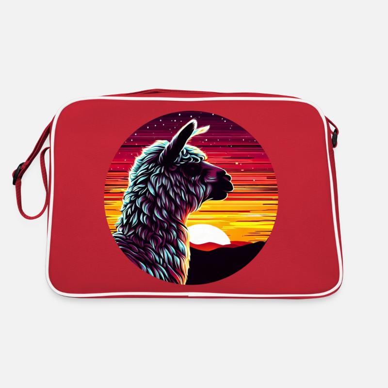 Lama Alpaca Sunset Side View Retro Bag
