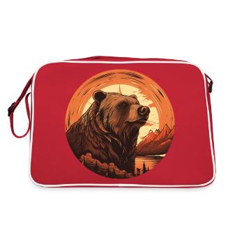 Rétro Ours brun au Canada Mountains Sunset - Sac Retro - rouge/blanc - Dos