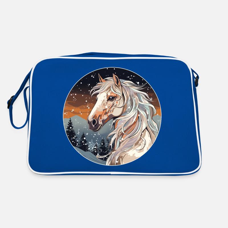 Pferd im Winter Retro Tasche