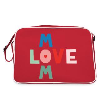 Mom Love - Retro Tasche - Rot/Weiß - Hinten