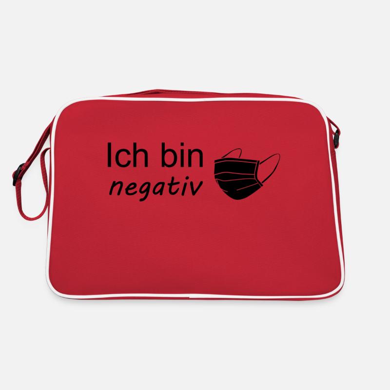 Ich bin Corona negativ - Retro Tasche - Rot/Weiß