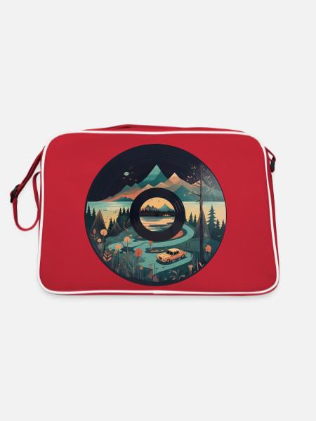 camping Wohnwagen in Berglandschaft mit - Retro Tasche - Rot/Weiß - Hinten