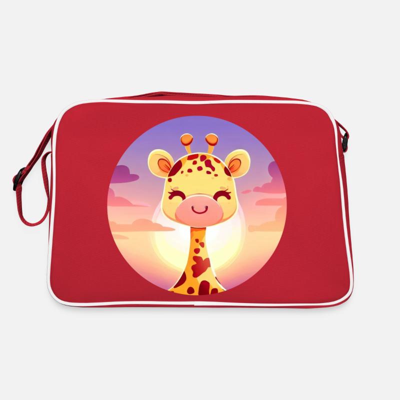 Cute sleeping giraffe in sunset Retro Bag