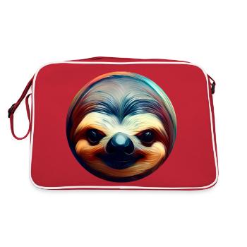 Colorful Abstract Sloth, Creative Animal Design - Retro Bag - red/white - Back