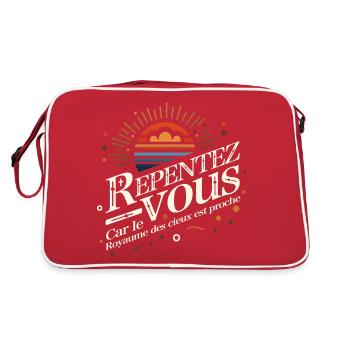 Repent, for the kingdom of heaven is at hand - Retro Bag - red/white - Back