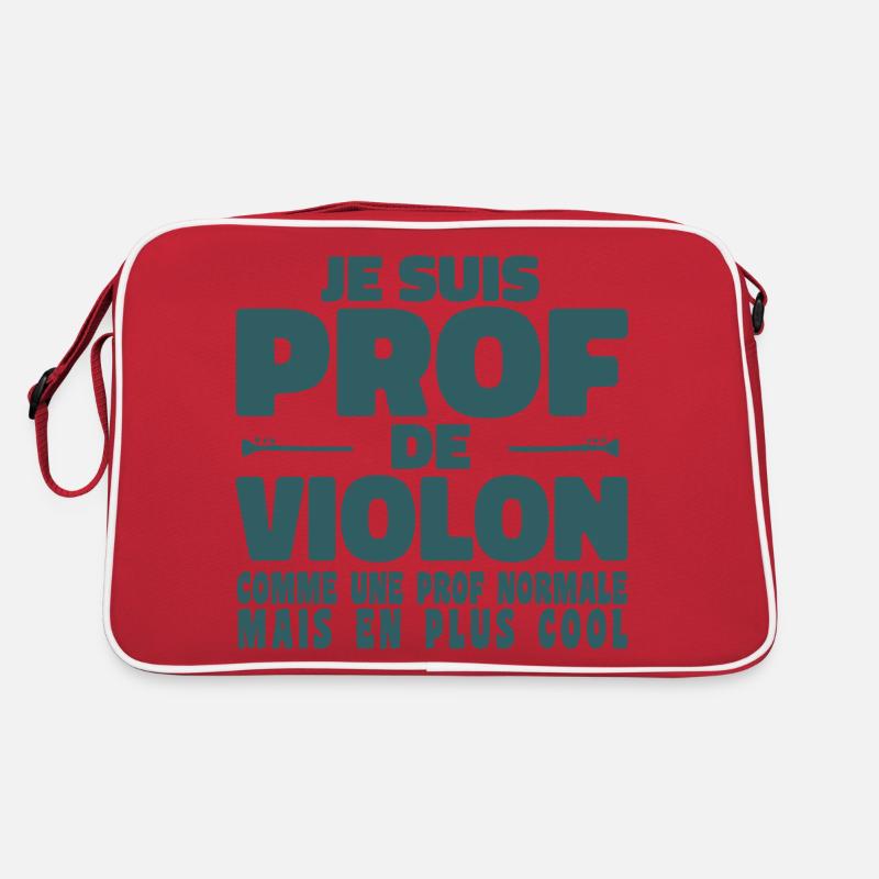 Je suis Prof de Violon Comme Une Prof Normale Mais - Sac Retro - rouge/blanc