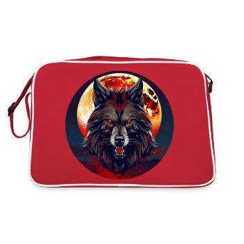 Horror werewolf with red glowing eyes - Retro Bag - red/white - Back
