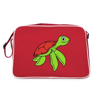 Turtle Cute - Retro Bag - red/white - Back
