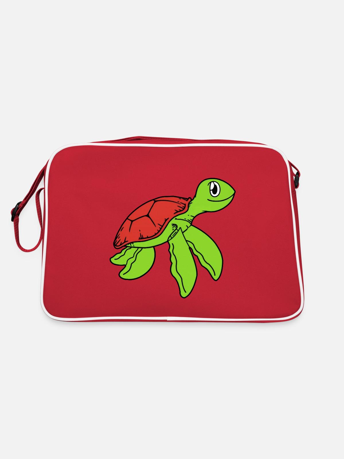 Turtle Cute - Retro Bag - red/white - Back