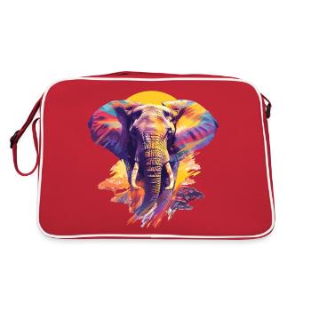 Éléphant Afrique Safari Nature Nature Nature Aquarelle Art - Sac Retro - rouge/blanc - Dos